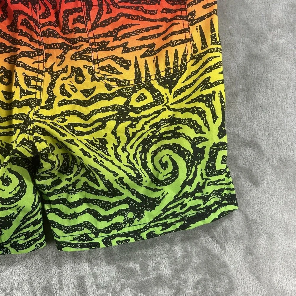 Maui And Sons Swim Shorts Mens Medium Rasta Ombre Surf Print Trunks Lined